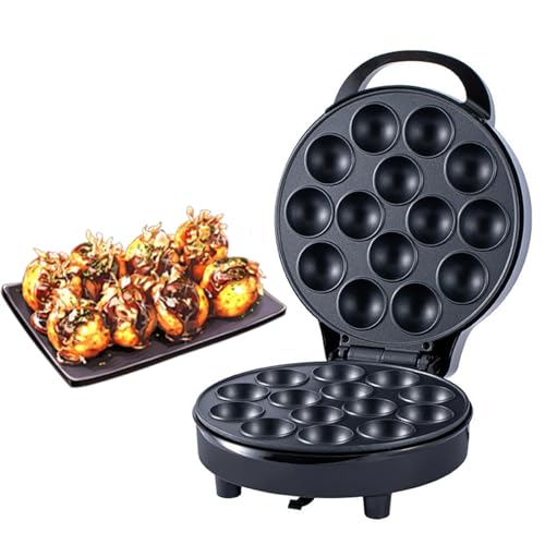 WaaYb Fabricante de Pasteles Pop de 750w, máquina de Magdalenas con Recubrimiento Antiadherente y luz indicadora LED, Fabricante de takoyaki eléctrico de calefacción de Doble Cara para Fiestas