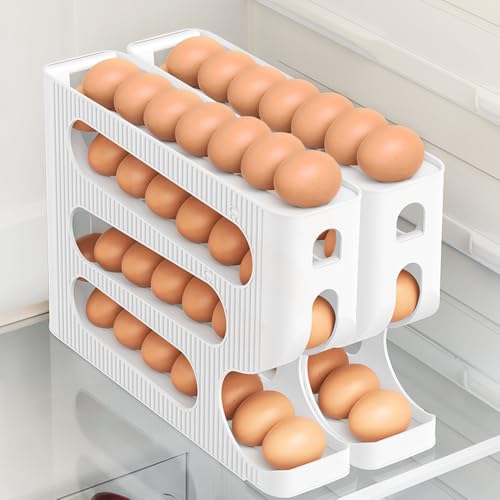Image of Sotfamily FIFO Egg Holder for Fridge, Egg Organizer fits 28 Large Size Eggs