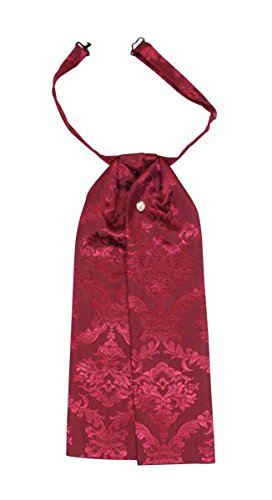 Historical Emporium Men's Satin Jacquard Puff Tie, Victorian Edwardian Western Wedding Halloween Cosplay Necktie