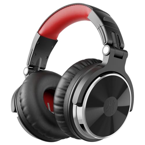 Image of OneOdio Pro-10 Over Ear Headphone, Wired Bass Headsets with 50mm Driver, Foldable Lightweight Headphones with Shareport and Mic for Recording Monitoring Podcast Guitar PC TV (Black)