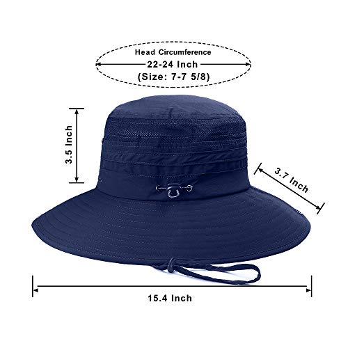 Wide Brim Sun Hat For Men/Women, Upf 50+ Waterproof Bucket Hat Uv Protection Boonie Hat For Fishing Camping Hiking Garden Navy #TOP4