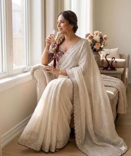 Generic sequence work silk saree – image 6