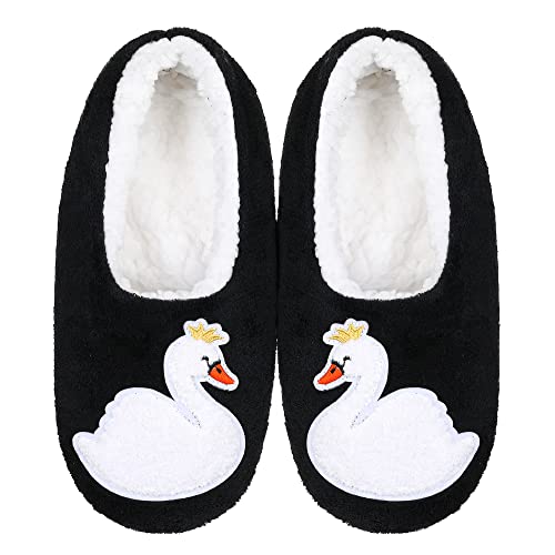 Image of ZYZX Cute Slipper Socks with Grips,Cozy Soft Sole House Slippers for Women | Animal Pattern Warm Safe Non Slip Fleece-lined Fluffy Fuzzy Socks Indoor for Adult,Easy to Wash,Gifts