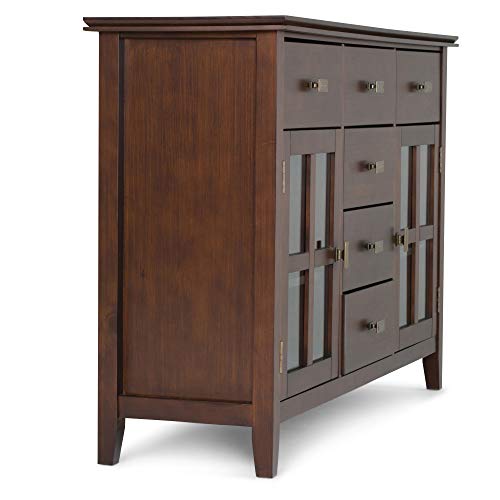 Simplihome Artisan Solid Pine Wood 54 Inch Contemporary Sideboard Buffet Credenza In Russet Brown Features 2 Doors, 6 Drawers And 2 Cabinets With Large Storage Spaces #TOP4