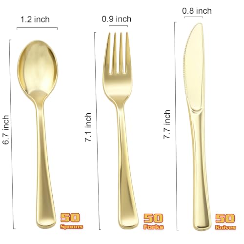 Image of MOACOCK 150 Pcs Light Gold Heavy Duty Plastic Silverware