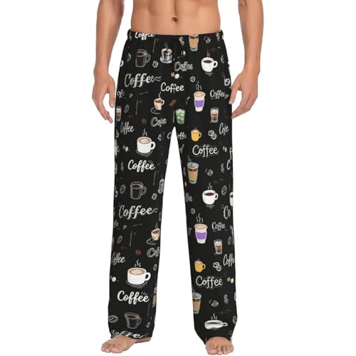 CHILEARTHER Coffee Fashion Mens Pajama Pants Lounge Sleep Pants Men Pajama Bottom with Pockets Drawstring for Couples XXL