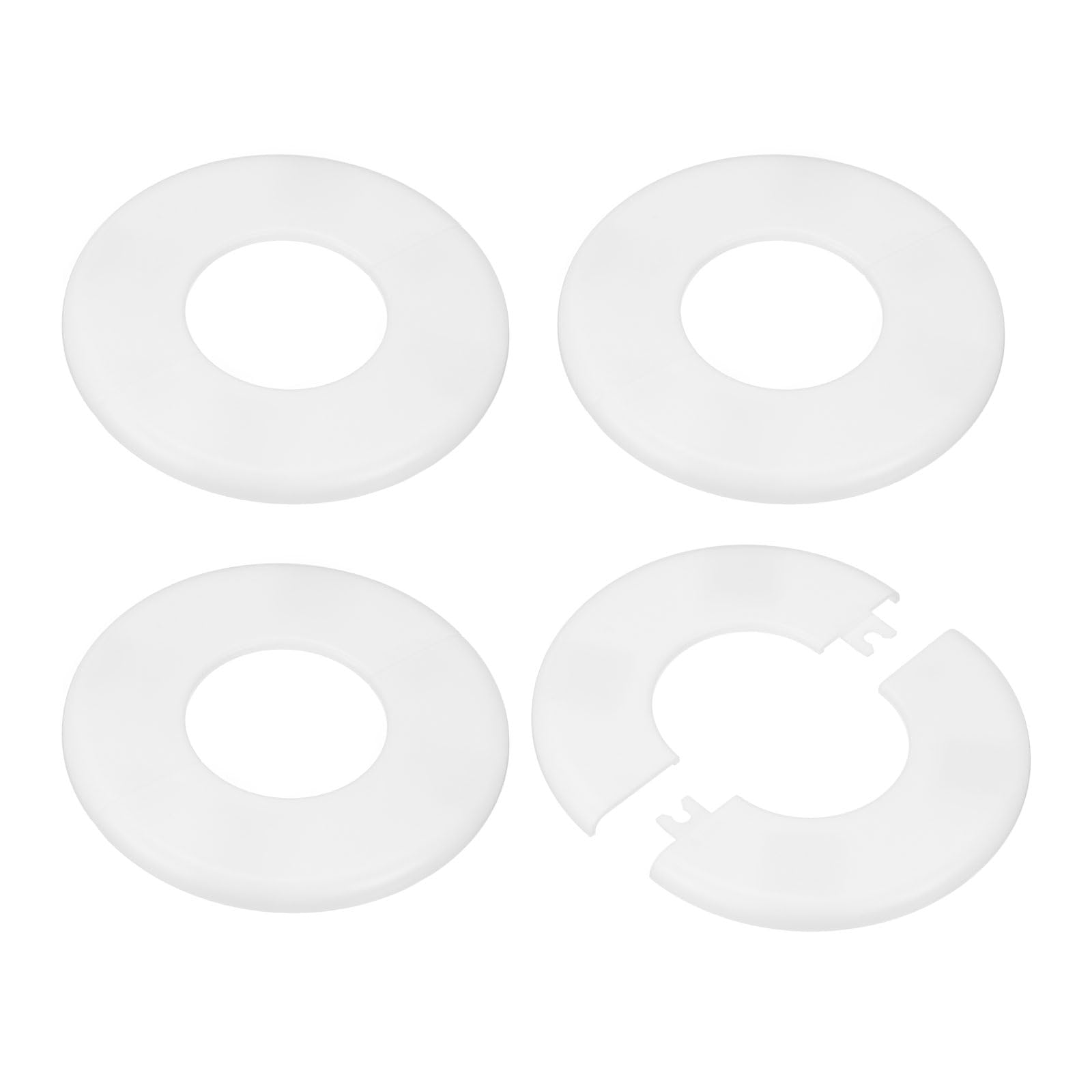 M METERXITY 4-Pack Wall Split Flange, for 2 Inch/50mm OD Pipe ABS Escutcheon Plate Round Self-Adhesive Plumbing Cover Plates for Water Pipe/Faucet [White]