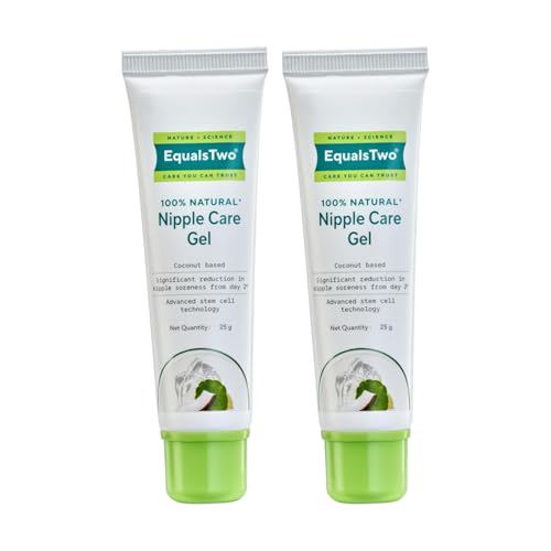 Image of EQUALSTWO by Zydus Nipple Care Gel for Cracked & Sore Nipples, 25gm, 100% Natural Soothing Nipple Gel Cream for Breastfeeding & New Mom, Hypoallergenic, Dermatologically Tested, Pack of 2