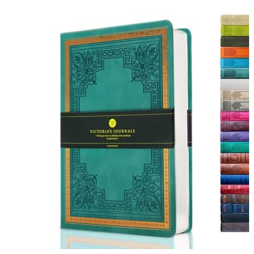 VICTORIA'S JOURNALS Leatherette Vintage Journal Hard Cover Lined Notebook Old Looking Travel Diary, A5 Size 5.7'' x 8.1''