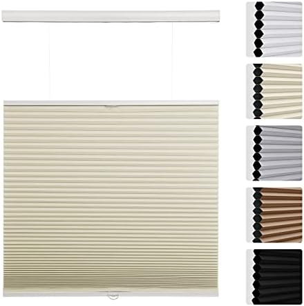 Pumkust Custom Size Cordless Top Down Bottom Up Cellular Shades for Windows(Fits windows22-68), Blackout Blinds with The Diameter of 1.5" Honeycombs for Home, Office, Bedroom,Thermal Insulated,Beige