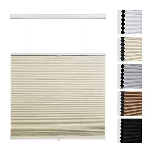 Pumkust Custom Size Cordless Top Down Bottom Up Cellular Shades For Windows(Fits Windows22-68), Blackout Blinds With The Diameter Of 1.5" Honeycombs For Home, Office, Bedroom,Thermal Insulated,Beige #TOP17