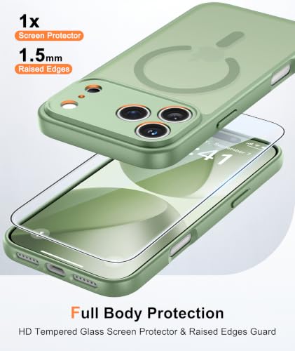Image of FNTCASE for iPhone 17 Pro Case: Translucent Light Moss Slim Cases Compatible with MagSafe, Full Camera Protection & Tempered Glass Protector, 14FT Military Grade Drop Tested, Matte Skin-Friendly
