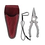 Premio 6.5' Titanium Fishing Pliers with Side Cutters, Lanyard, & Leather Sheath | Saltwater Resistant, Inshore & Nearshore Fishing, Rigging, Dehooking, Halo Hinge