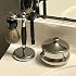 SANWA Deluxe Stainless Steel Shaving Brush Stand Holder for Razor & Brush - Extra Wide Openings, Weighted Base Black Handle