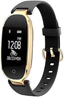 NICBEL Sport Bracelet,Hulorry Bluetooth Waterproof S3 Smart Watch Fashion for Women Ladies Heart Rate Monitor Fitness Tracker Smart Watch for Android iOS（Intelligent Watch and Bracelet）(Black/Gold)