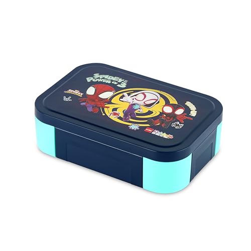 Image of CELLO Kidzbee Galaxy Web Warriors Insulated Kids Lunch Box with Inner Steel Box, Navy Blue | 3D Touch & Feel Designs Tiffin Box | Leak Proof & Break Resistant | Ideal for School & Picnic
