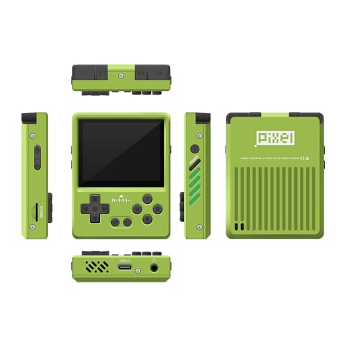 GKD Pixel 2 Metal Console 2.4-inch IPS Screen Aluminum Body Gaming Player Retro Pocket Mini Game Console Portable Handheld Come With 64GB TF Card (Green)