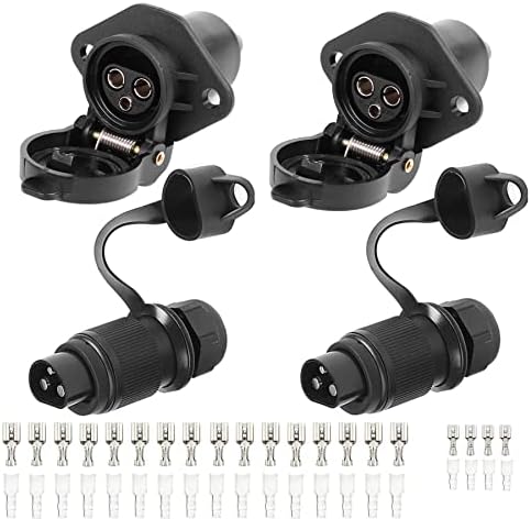 Kits Prise 3 Broches Remorque Male/Femelle 12V 24V Connecteur Fiche Attelage Camion 3 Broche Pour Véhicules Agricole, Voiture, Tracteur, Caravane, Porte- Vélo, RV