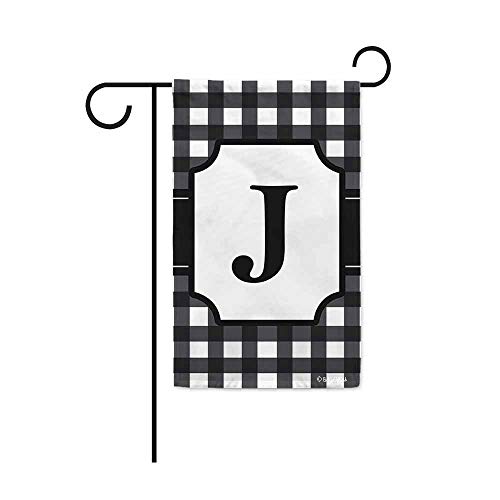 BAGEYOU Monogram Initial J Checkers Plaid Lattice Decorative Garden Flag for Outside Housewarming Gifts 12.5x18 Inch Printed Double Sided