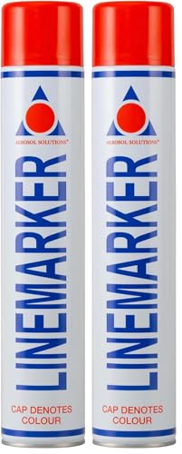 Aerosol Solutions Peinture de Marquage au Sol – Bombe Rouge 750 ml, Spray Traçage Gazon et Route, Résistante aux Intempéries – Pack de 1 (Lot de 2)