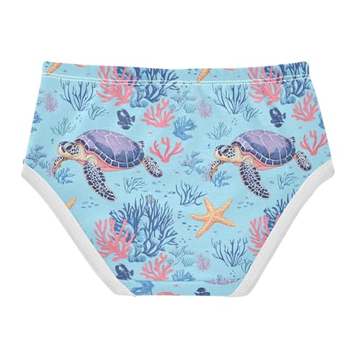 ZZKKO Sea Turtle Coral Starfish Girls Underwear Toddler Panties for Girls Comfort Brief Size 2-8T2