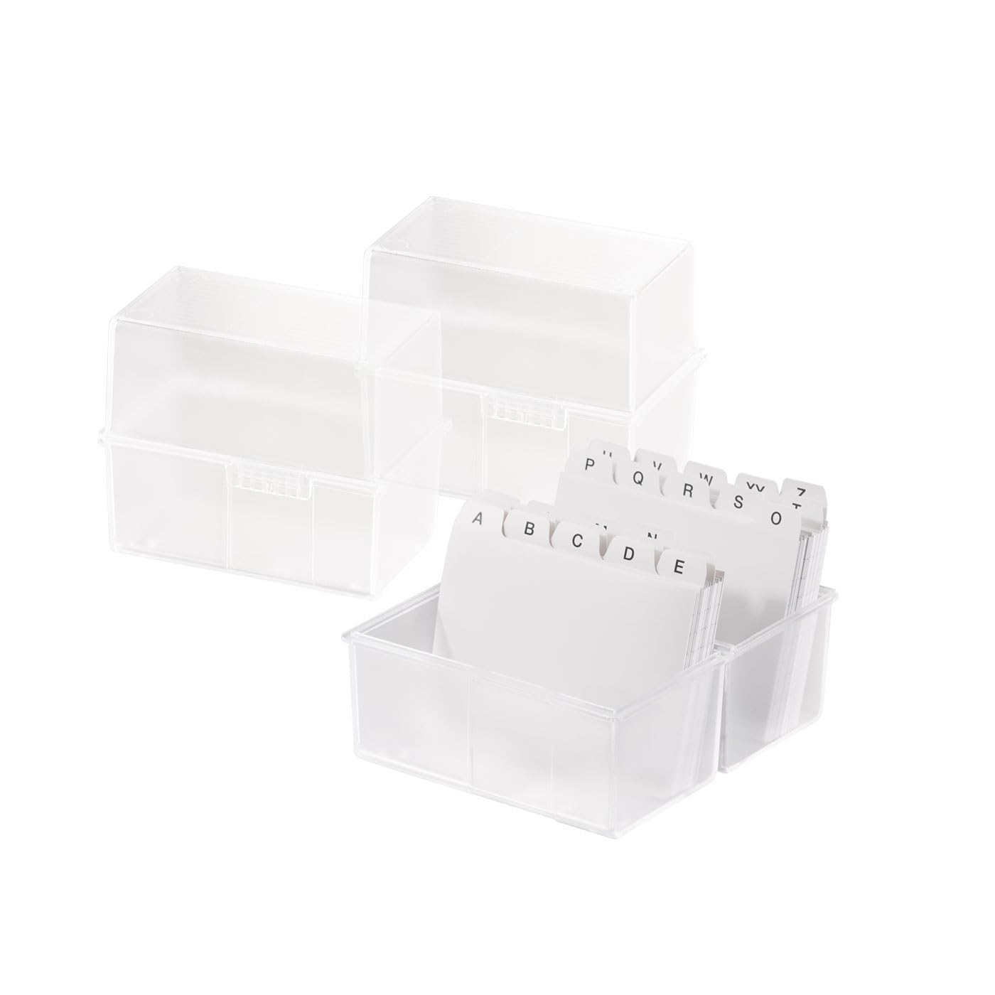 HAN Index Card Box DIN A6 Landscape – 3 Pieces Translucent Attractive Design for 400 Index Cards with Steel Hinge Translucent Clear 976-63