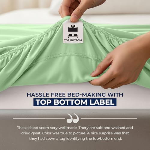 Image of Utopia Bedding Extra Deep Pocket Queen Fitted Sheet, Fits up to 21 Inch Mattress - Hotel Luxury, Soft, Breathable and Comfy - Shrinkage and Fade Resistant - Easy Care (Sage)