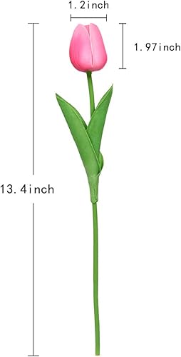 Miniatura 4 de IPOPU Tulipanes rosados, 24 piezas de tulipanes de tacto real, tulipanes rosados falsos, flores artificiales para decoración del hogar, ramo de