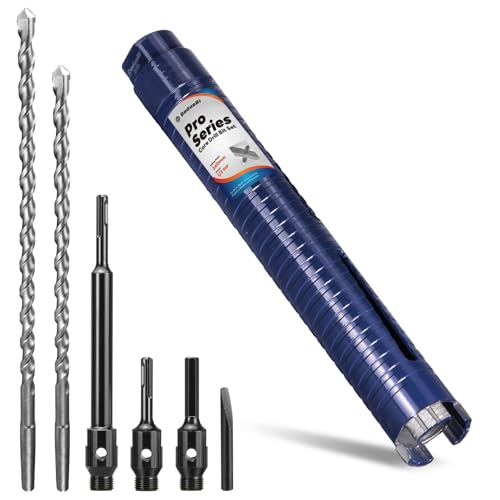 DaduoRi Pro 38mm x 240mm Core Drill Bit Set, Includes 3 Adapters(240mm & Regular SDS Plus, Hex), 2 Extra Long Centre Bits - For Deep Holes in Concrete, Brick, Block, Stone - 1/2" BSP Thread