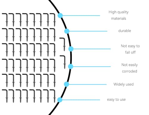 Lhbwhiz 50 Stück Schraubhaken,Mini-L-förmige Haken zum Schrauben,kleine rechtwinklige Einschraubhaken,Metall Hakenschrauben zum Aufhängen,Stabile Wandhaken(Schwarz,20 * 8 mm)