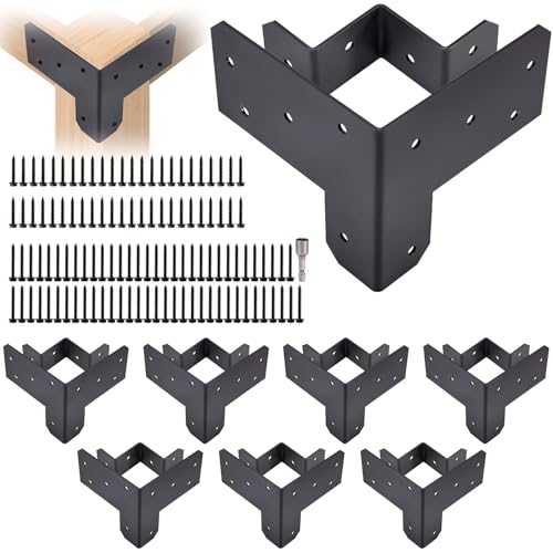 8 PCS Workbench Brackets Kit with Screw, 3-Way Workbench Corner Brackets for Wood Fits 4x4 2x4 Wood Heavy Duty DIY Workbench Kit