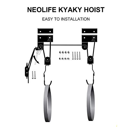 Wonitago Kayak Hoist Lift - Garage Storage Hoist Hanger For Bike Ladder, Canoe, Paddleboard Black 1 Pair #TOP2