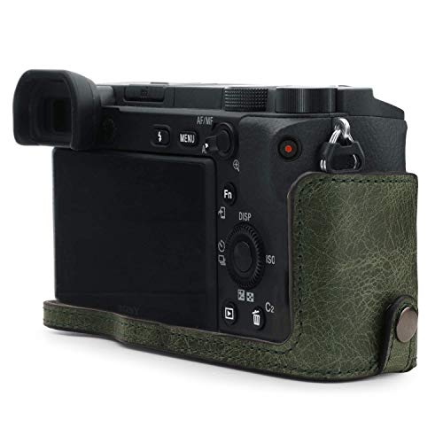 MegaGear MG1644 Ever Ready Genuine Leather Camera Half Case Compatible with Sony Alpha A6100, A6400 - Green - Image 4