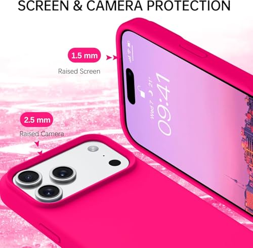 Image of Back Cover Compatible with iPhone 17 Pro Max Case Liquid Silicone Full Protection Shock Proof Back Cover for iPhone 17 Pro Max (Hot Pink)
