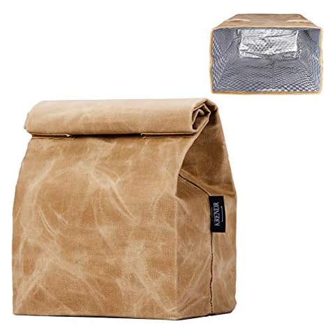 Updated Waxed Canvas Lunch Bag, Waterproof Lunch Box with 2 Velcro Buckles, Isolate Lining Inside, Reusable Lunch Bag, Eco-Friendly, Easy to Clean, Suitable for Men, Women, Kids (14 x 8.5 x 5.5 in) Cover