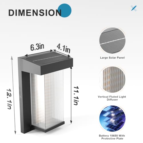 Image of Lightdot 2-Pack Square Solar Wall Lights, Dusk to Dawn with Remote Control | 3000K Warm White 300LM Waterproof Solar Exterior Lamp for Yard, Walkway, Garage, Fence
