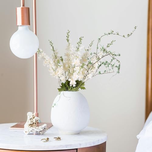 INSUNSIX 6PCS Champagne Silk Flowers Artificial Delphinium 33" Long Stem Flowers for Tall Vase Ivory White Faux Flowers for Wedding Centerpieces for Home Decor Indoor (Champagne)