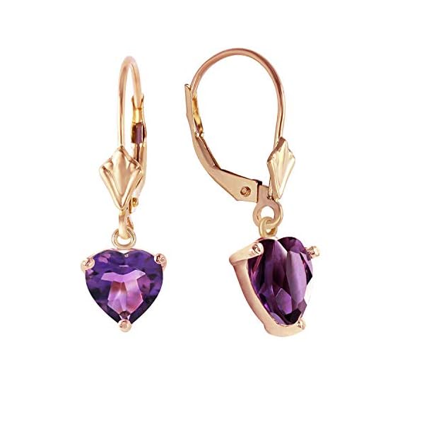 14k Yellow Gold Jewelry Set - Necklace and Earrings w/Natural Heart-shaped Purple Amethysts - Image 3