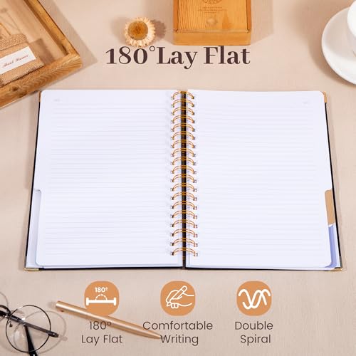 Image of Yoment Hardcover Spiral Notebooks for Work School, B5 Journal Notebook with Tabs Dividers, Multi 5 Subject Notebook College Ruled, 240 Pages Lined Journal for Men, Back to School, Gifts, Black