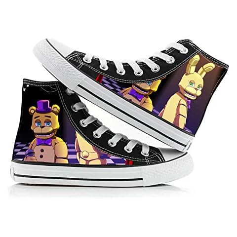 FNAF Shoes Security Breach Fazbear's Piazzari Anime Cosplay Leinwand Schuhe Horror Spiel Charakter Druck Schuhe Unisex Schnürschuhe Casual Fashion Sneakers, Typ 6, 41 1/3 EU Cover