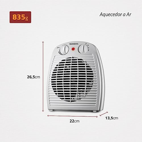 Aquecedor A Ar, Mondial, Cinza/Branco, 2000W, 220V - A-08