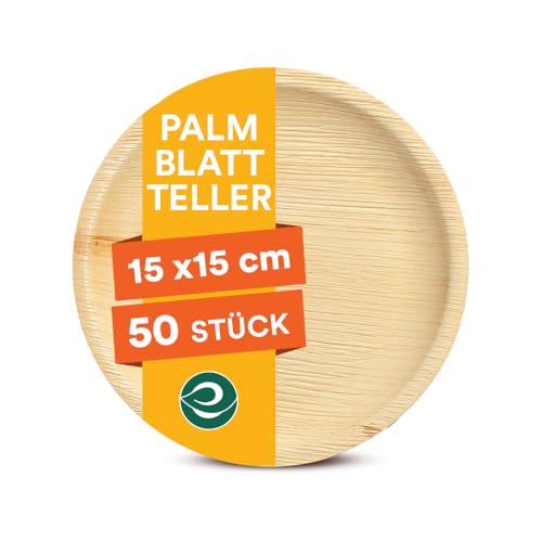 ECO SOUL runde Palmblatt Teller 15 cm (6 Zoll) (50 Stück) | 100% kompostierbar & stabil | Bio Einwegteller aus Palmblatt | Hochwertiges Einweggeschirr für Party & Dinner