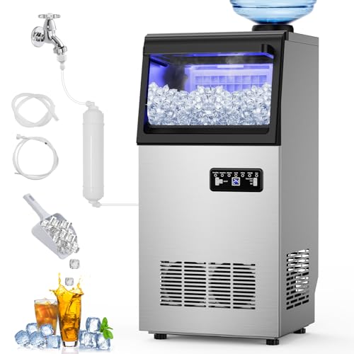 120LBS Undercounter Commercial Ice Maker, Under Counter Built-in Freestanding Commercial Ice Machine, Adjustable Ice Maker, Dual Water Ice Machine – for Bar, Restaurant, Hotel