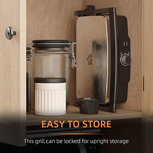 Homcom 3-In-1 Panini Press Grill, Stainless Steel Countertop Sandwich Maker With Non-Stick Double Plates, Locking Lids And Removable Drip Tray, Opens 180 Degrees, Silver / Black #TOP7