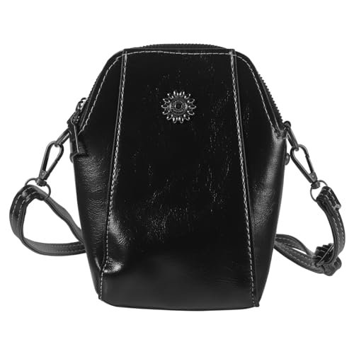 Brown Vintage PU Leather Crossbody Phone Bag Cell Phone Purse Mini Crossbody Wallet Purse with Zipper for Women