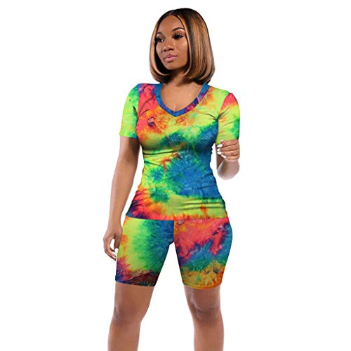 Summer Outfits for Women,Women Short Sleeve 2 Piece Outfits Tracksuit Sequin Lips Print Top and Short Pants Sweatsuit Set Red