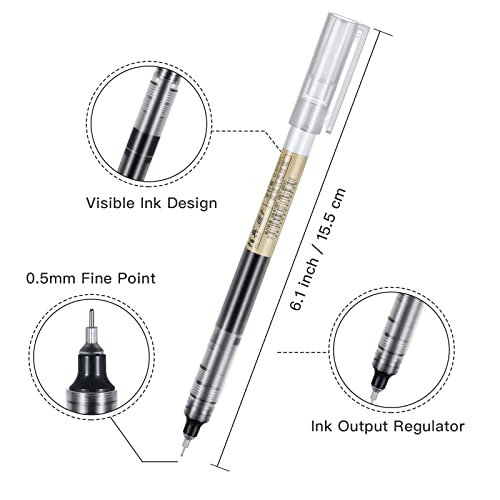 Eeoyu 36 Pack Liquid Ink Rolling Ball Stick Pens, Extra Fine Point 0.5Mm Rollerball Pens, Fine Tip Quick-Drying Ink Pen For Writing Journaling Taking Notes Doodling School Office Home (Black) #TOP1