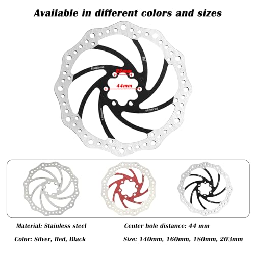 Yongness Bicycle Brake Disc Rotor 140mm/160mm/180mm/203mm, Stainless Steel Bicycle Brake Disc with 6 Screws - Image 2