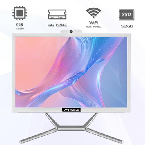Image of STGSivir All in One Desktop Computer, 19-inch Display, Intel Core i5 up to 3.6G, 16GB RAM, 512GB SSD, WiFi 5, Bluetooth, RGB Keyboard & Mouse, Webcam, Windows 11 Home