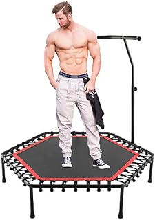 shaofu 50" Silent Rebounders Mini Trampolines Exercise Indoor with Adjustable Handrail for Adults